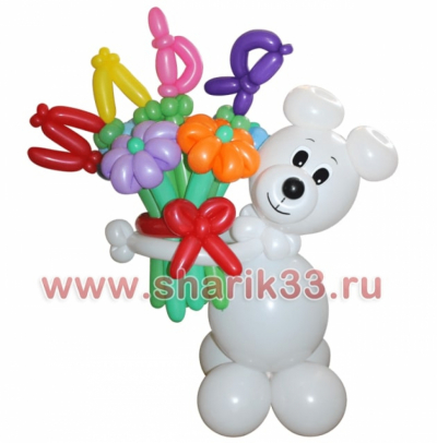 Мишка с именным букетом "Илья"