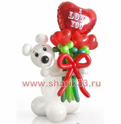 Белый мишка с сердечками