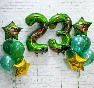 Цифры 23 + 2 камуфляжных фонтана