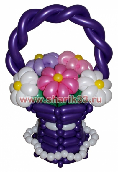 Корзина с ромашкам (5 цветков)